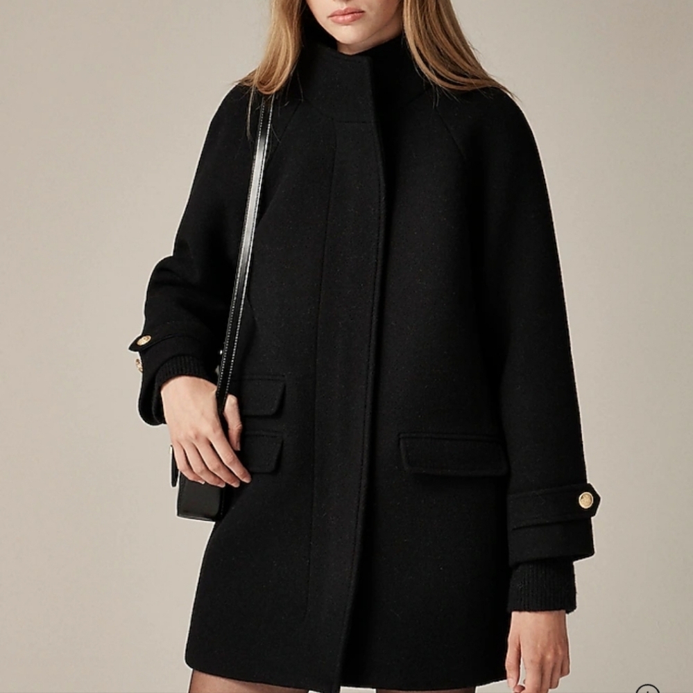 J. Crew Toscana Coat in Italian Stadium-cloth wool blend - black